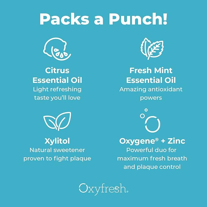 Oxyfresh Premium Maximum Fresh Breath Lemon Mint Toothpaste - Clean Teeth & Fresh Breath - Natural Essential Oils & Natural Xylitol to Help Fight Tartar - SLS & Fluoride Free, 3-5oz