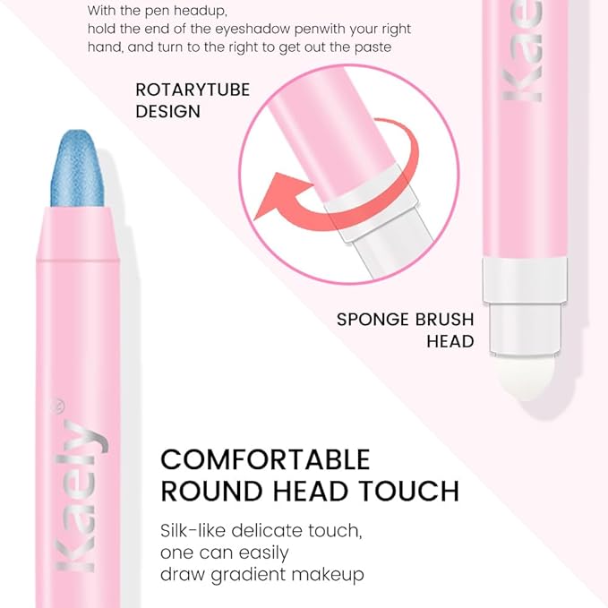 2-in-1 Cream Eyeshadow & Highlighter Stick, Waterproof Sky Blue Shimmer Eye Shadow Pencil for Women, Long-Lasting Pigmented Makeup, sombras para ojos 08