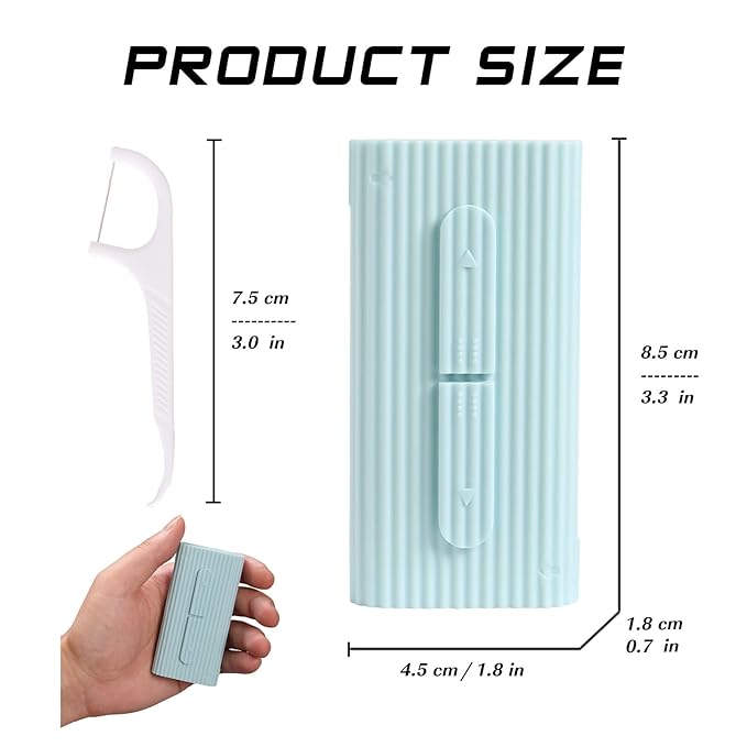 Dental Floss Portable Case, Storage 10 Picks Adult Floss in Box. The Best Tool for Cleaning Teeth and Oral Care. Portable Travel Floss is Perfect for Dinners, Dating, Travel, Hotels. (Blue)