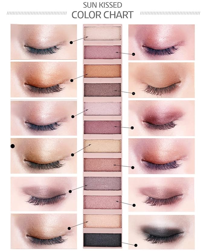 2 Pack 12 Colors Makeup Nude Colors Eyeshadow Palette Natural Nude Matte Shimmer Glitter Pigment Eye Shadow Pallete Set Waterproof Smokey Professional Beauty Makeup Kit (2 PCS)