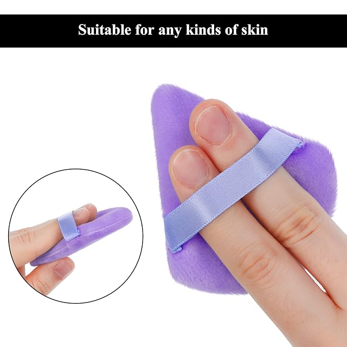 Maitys 12 Pieces Powder Puff Triangle Face Makeup Cosmetic for Loose Powder Soft Body Washable Reusable Foundation Sponge Mineral Wet Dry Makeup Tool for Women(Small,Purple)