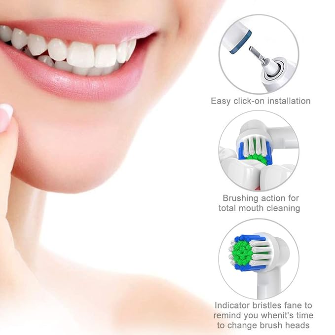 Replacement Toothbrush Heads Compatible with Oral-B Braun, 4 Pcs Professional Electric Toothbrush Heads Brush Heads for Oral B Replacement Heads Refill Pro 500/1000/1500/3000/3757/5000/7000/7500/8000