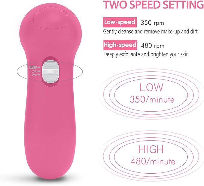 Facial Cleansing Brush Face Scrubber: CLSEVXY Electric Face Spin Cleanser Brushes with 6 Brush Heads for Deep Cleansing, Gentle Exfoliating, Removing Blackhead, Massaging