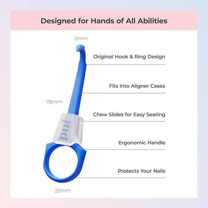 PUL Aligner Care Convenience Kit – Case + 2-in-1 Tool for Invisalign, Retainers, Partial Dentures, Mouth & Night Guards & More – Purple Case & 2-Pack of Purple Aligner Seating Chewie & Removal Tool