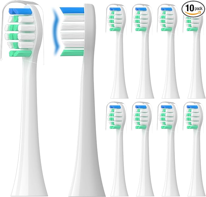 Replacement Toothbrush Heads Compatible with Philips Sonicare：10 Pack Soft Replacement Electric Brush Head for 4100 5100 6100 HX9023/65 W Optimal Plaque Control Snap-on System