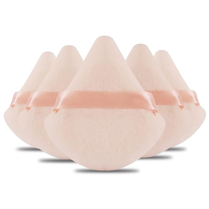 Powder Puff Daubigny 6 PCS Powder Puff Makeup Puff Face Soft Triangle Powder Puffs for Loose Powder Mineral Powder Body Powder Velour Cosmetic FaclaI Sponges for Applying Makeup Tools(Nude)