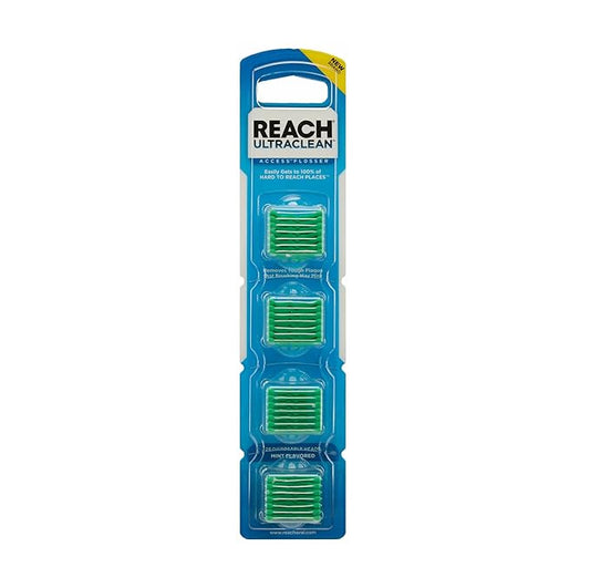 REACH Ultraclean Access Flosser Refill Heads, Mint, Plaque Remover for Teeth, Shred Resistant, for Hard to Reach Areas, Oral Care, PFAS Free, for Adults & Kids, 1 Pack, 28 Count