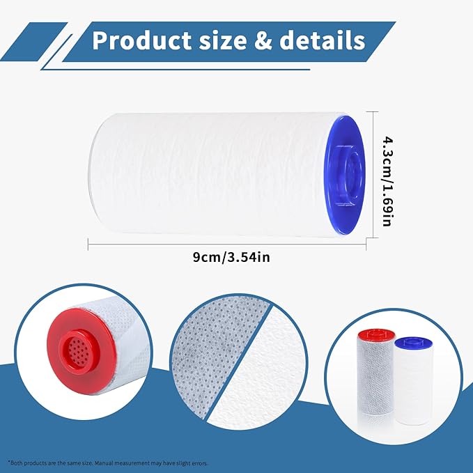 Replacement Filter Set for Weddell Duo - High-efficiency Shower Water Filtration System that Removes Chlorine/PFAS/Contaminants for Better Skin and Hair Health (Blue*2)