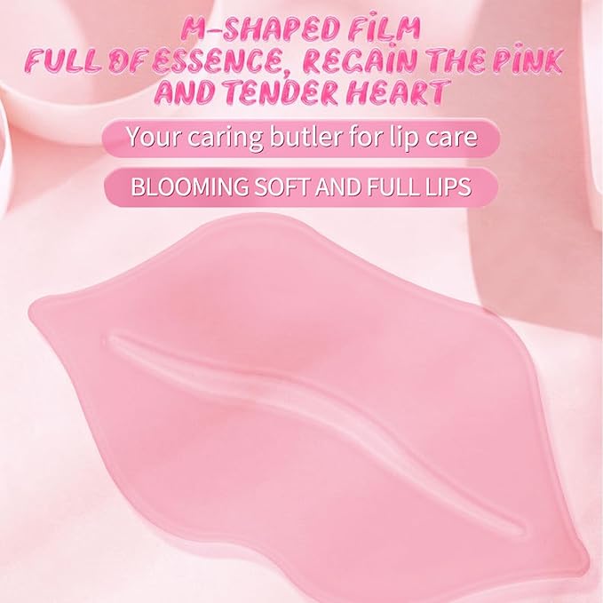 30PCS Lip Mask, Collagen Crystal Pink Care Gel Pads for Moisturizing,Reducing Chapped,Smoothing,Fine Lines,Remove Dead Skin Moisture Essence Make Your Dry Lips Attractive Sexy Cherry