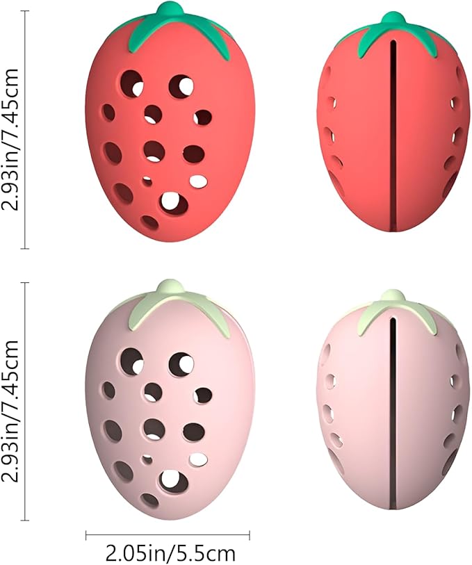 2PCS Makeup Sponge Holder for Women–Cute Strawberry Shaped Makeup Blender Holder,Double-Sided Breathable Silicone Case for Travel or Daily Use