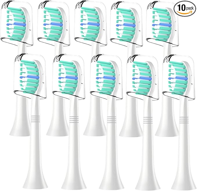 Replacement Toothbrush Heads Compatible with Philips Sonicare:10 Pack Professional Electric Brush Heads for 4100 6100 &More Snap-on Handles