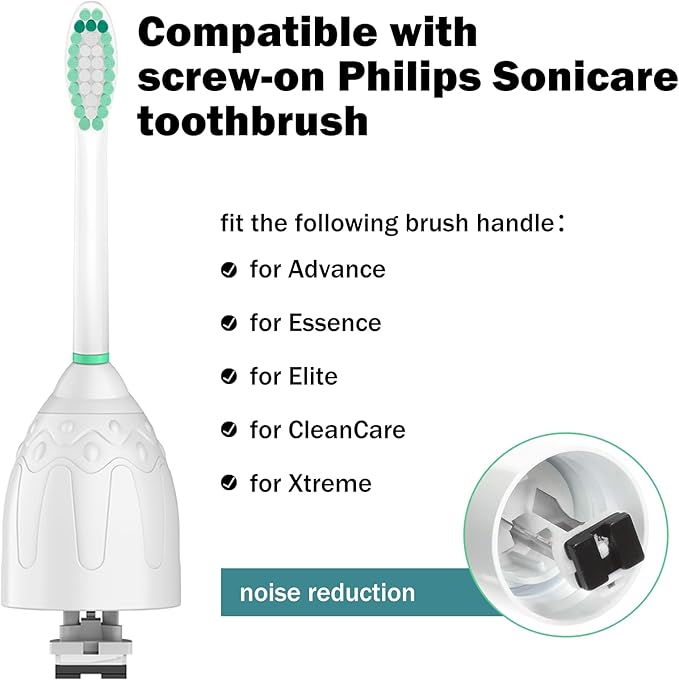 Toothbrush Heads for Philips Sonicare Replacement Brush Heads Medium Soft Dupont Bristles Electric Toothbrush Replacement Heads Fit E-Series Essence Xtreme Elite Advance and CleanCare, 2 Pack, White