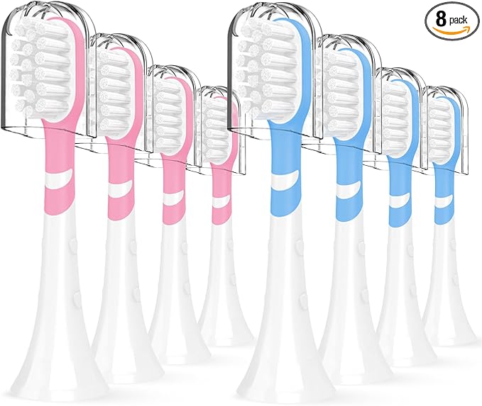 Kids Replacement Heads Compatible wit Kid Toothbrush hx6320, hx6321, hx6032/94, hx6331, hx6340, 8 Pack Soft Replacement Brush Heads for Kids 6 Years Old