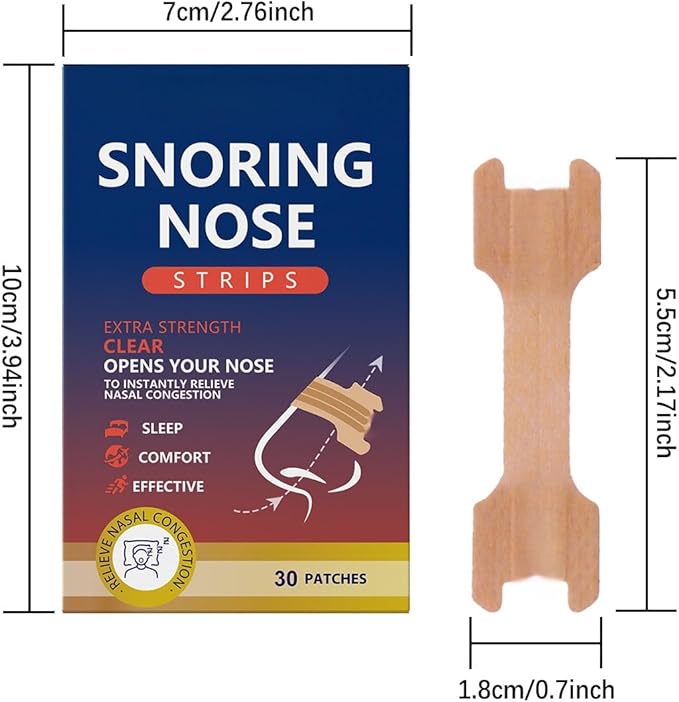 30 Pack Nasal Strips for Snoring, Anti-Snoring Nose Tape to Help Stop Snoring and Relieve Nasal Congestion. Sleep、Exercise Breathing, Extra Strength Anti-snoring Solution.