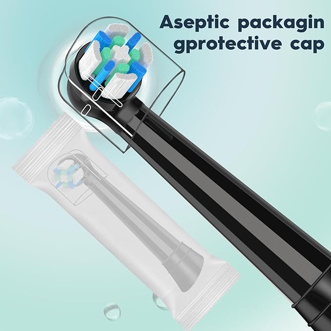 Replacement Toothbrush Heads Compatible with Oral B iO Series 2/3/4/5/6/7/8/9/10 Electric Toothbrush,Round Brush Heads for Gentle Gum Care & Deep Cleaning,Black