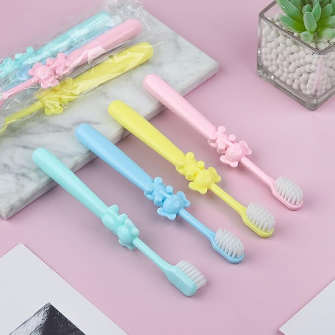 100 pcs Bulk Disposable Kid Toothbrushes Individually Wrapped, Toothbrushes Kids Toothbrush for Age 2+ Toddler Children Toothbrush Set Soft Bristles Boys Girls