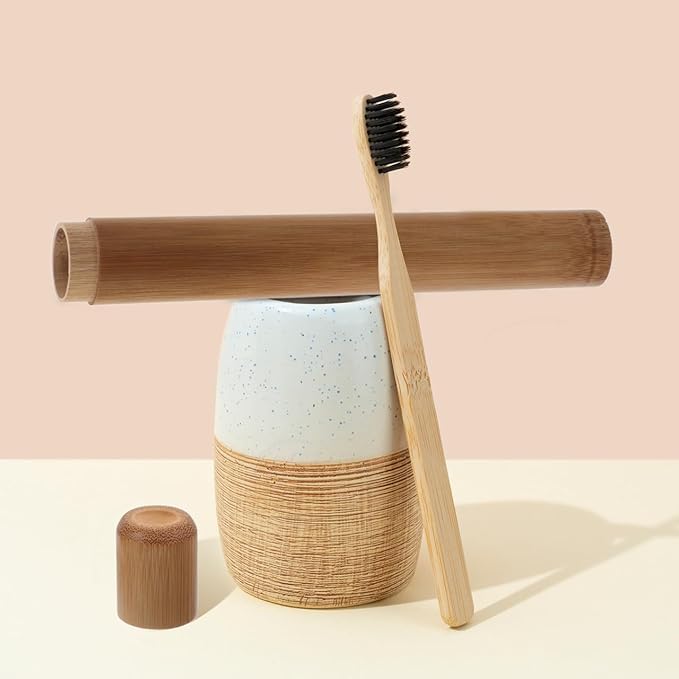 2Pcs Portable Bamboo Toothbrush Holder Case Lightweight Travel Tube for Hiking Camping and Daily Use Storage for Bamboo and Toothbrushes