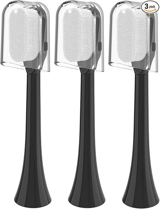 Replacement Toothbrush Heads Compatible with Philips Sonicare Click-On Handles | Ultra-Soft 80μm Bristles for Sensitive Gums, Receding Gums and Delicate Teeth (Black, Click-On Handles)