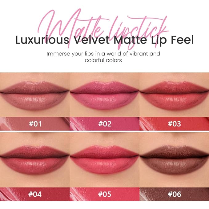 2Pcs Matte Lipstick Crayon - High Pigment Creamy Formula, Waterproof Long Lasting, Smooth Glide Application, Non-Sticklipstick, Ultra Thin Lightweight, Velvet Matte Lip Feel for Women 05#+06#