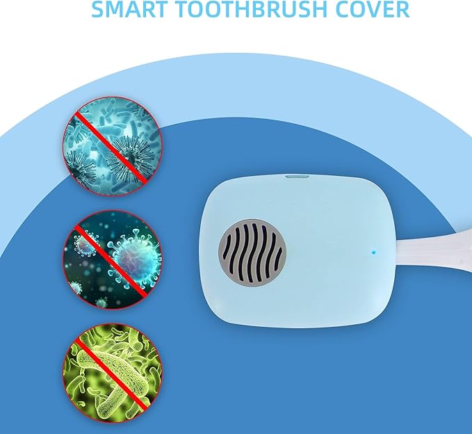 Toothbrush Travel Cover, Toothbrush Travel Case With Air Drying Function, Rechargeable Portable Toothbrush Travel Container with Holder for Household and Travell Blue