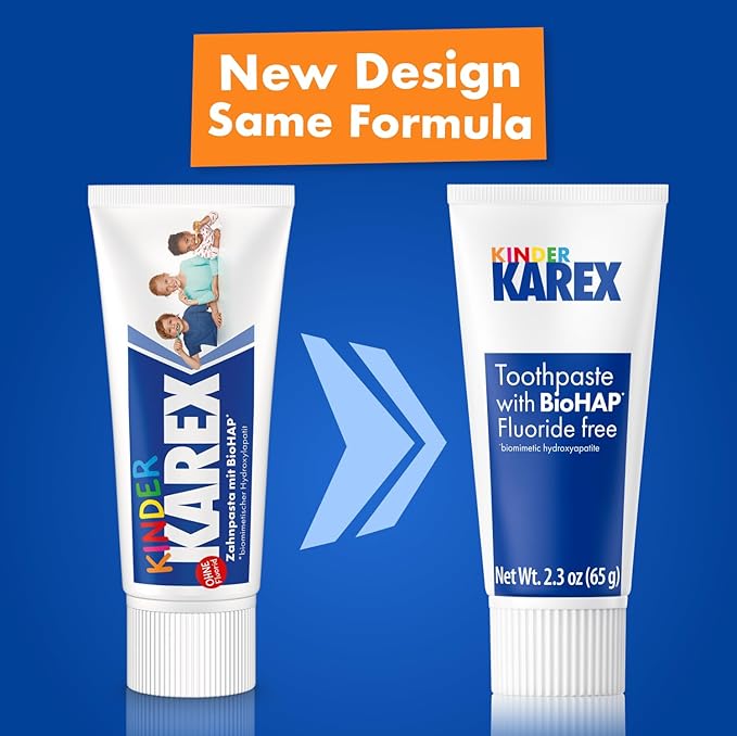 Kinder Karex Hydroxyapatite Kids Toddler Toothpaste I Fluoride Free I Clinically Tested I 2.3 oz
