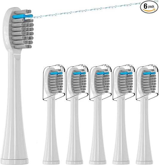 Replacement Flossing Toothbrush Heads(6-pc) Fit for Waterpik Sonic Fusion 2.0 SF-01, SF-02, SF03 & SF-04 Tooth Brush Refill Pisonicleara