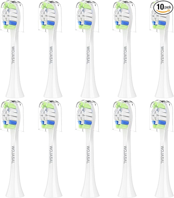 Replacement Toothbrush Brush Heads Compatible with Philips Sonicare Electric Toothbrushes with Click-on System Dupont Bristles for Optimal Plaque Remove, Pack of 10, White