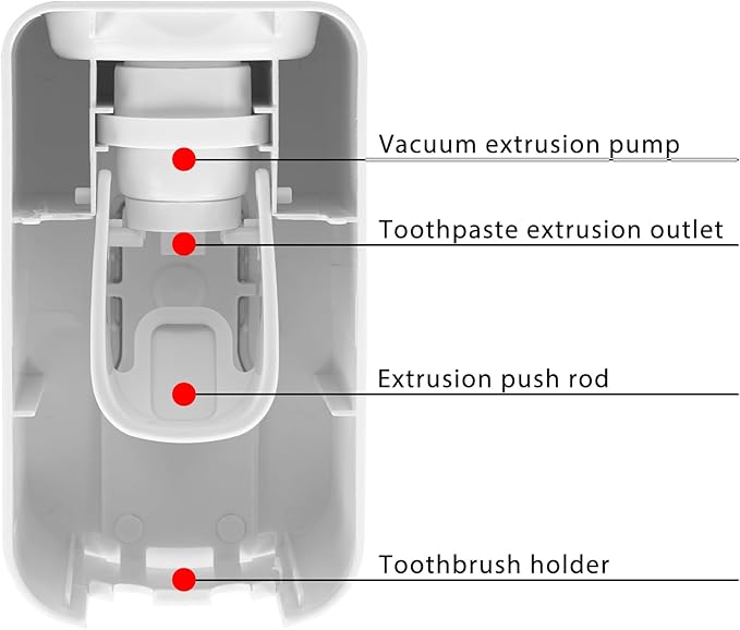 2 Slot Plastic Toothbrush Holder and Toothpaste Dispenser Wall Mounted, Automatic Toothpaste Squeezer, 2 in 1 Tooth Brush Toothpaste Organizer for Shower (Brown)