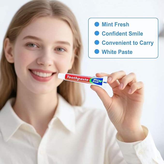 30 Tubes Bulk Travel Size Mini Toothpaste, 0.35 oz Disposable Mint Flavor Pocket Teeth Paste Small Essential Toothpaste for Travel, Home/Hotel/Guests/Charity/Homeless/Camping Oral Care (Single Use)