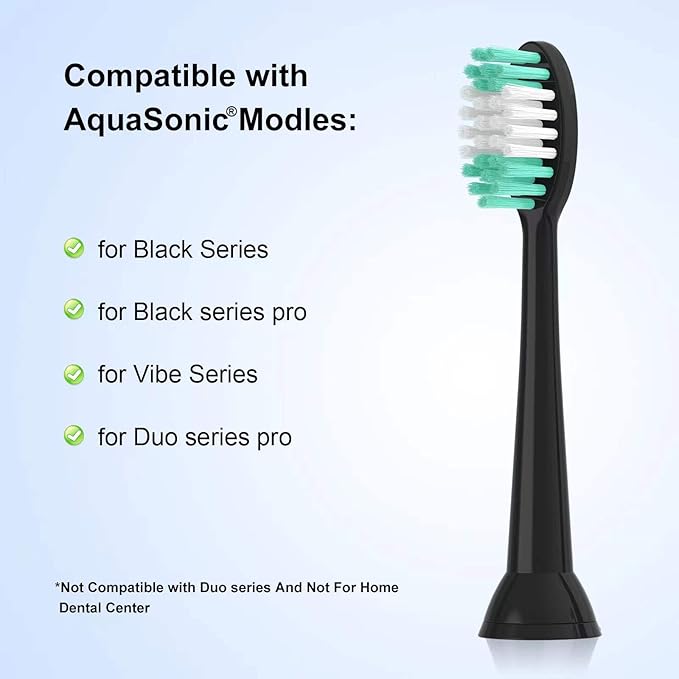 Replacement Toothbrush Heads 10 Pack for AquaSonic Black Series for Vibe Series Black Series pro, and for Duo Series pro Electric Toothbrush,Balck