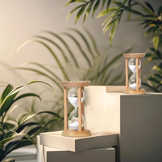 3 Minute Sand Timer, Wooden Hourglass, White Sandglass, Mini Sand Clock 3 Min,Mini Sand Watch for Toothbrush Time, Egg Timer, Game, Desk Decor & Gift