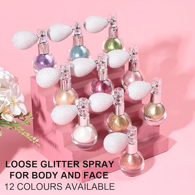 Purple Glitter Spray for Face and Body, Rich Color Loose Shimmer Powder Long Lasting Sparkly Spray High Gloss Makeup for Women Rave Festival Prom Stage Wedding Party, #11