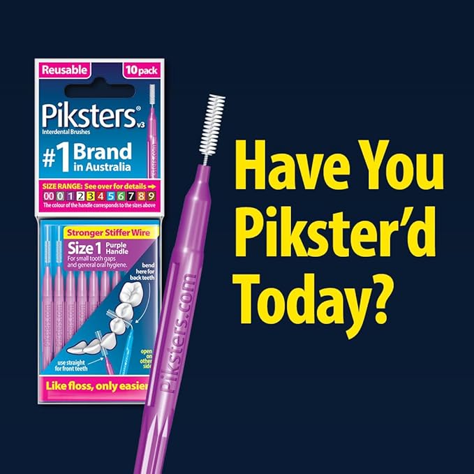 Piksters Interdental Brushes, 35 pk, Size 6, Interdental Tooth Brush for Larger Gaps, Gum Soft Bristles for Plaque Removal, Safe for Braces