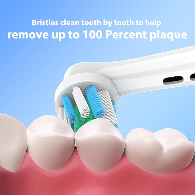 Replacement Heads Compatible with Oral B Electric Toothbrush, Superior Teeth Cleaning with Cross Bristles, 8 Count, White