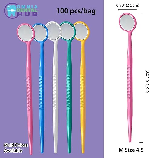 200 PCs Dental Grade Disposable Dental Mouth Mirrors by Omnia ONE | Oral Dental Mirror Plastic Dental Instrument | Anti Fog Mouth Glass Mirror for Teeth with Handles Plastic Tooth Mirror
