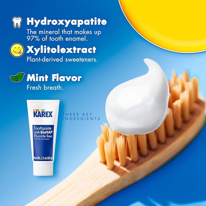 Kinder Karex Hydroxyapatite Kids Toddler Toothpaste 2.3 Ounce (Pack of 6), Fluoride Free