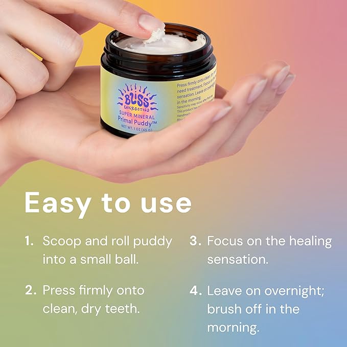 Bliss Energetics Primal Puddy - 1oz Remineralizing Tooth Spot Treatment - Hydroxyapatite, Tallow, Colostrum, Shilajit - All Natural Preservative & Chemical Free