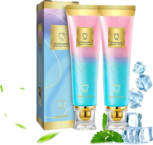 2Pcs Niacinamide Whitening Toothpaste, Bright White Toothpaste for Fresh Breath, Nicotinamide Dazzling White Toothpastes, Removal Tooth Stains, Complete Care Dazzling White Toothpastes