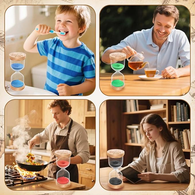 10 Minute Sand Timer, Wooden Hourglass Sand Clock, Small Wood Blue 10 Min Hour Glass, Sandglass for Brushing Teeth, Reloj De Arena, Classroom, Game, Kitchen, Home, Office