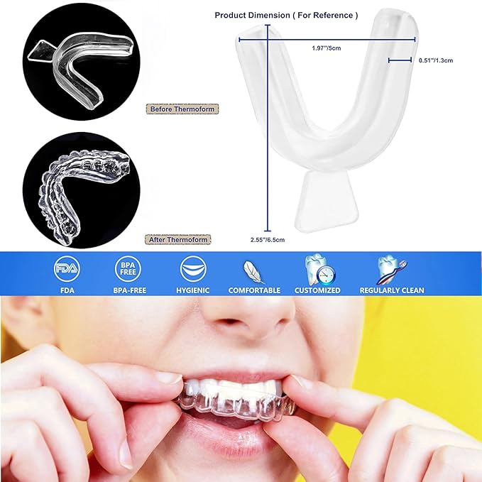 10PSC Teeth Whitening Trays Kits Mouth Trays & 2 Tooth Boxes, Thermoform Moldable Whitening Teeth Tray, Oral Care Thin Moldable Mouth Tray Kit Tools for Whitening