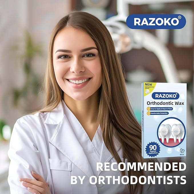 RAZOKO Orthodontic Wax for Braces Wax Dots 90 Individual Hygienic Packaging Dental Wax Mint