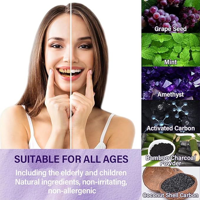 Purple Teeth Whitening Powder, Advanced Tooth Restoration Powder, Natural Teeth Restoration Powder-15g, Professional Oral Care, Protect Gums and Freshen Breat (1 Bottle)