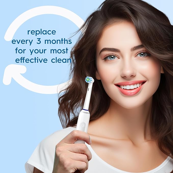 16 Count Replacement Heads Compatible with Oral B Braun for Teeth Clean, Brush Heads Compatible with Oral B Pro 1000/500/Genius x Electric Toothbrush Heads (White)