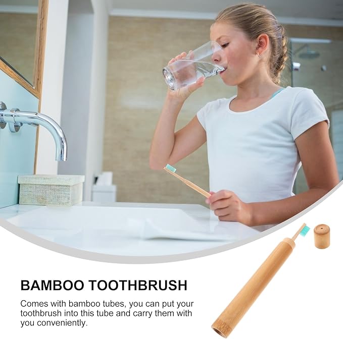 Healifty Bamboo Toothbrushes Holder Portable Wood Toothbrush Cover Disposable Travel Toothbrushes Rustic Tooth Brush Container Tubes Individual Storage Organizer Kit for Homestay Hotel