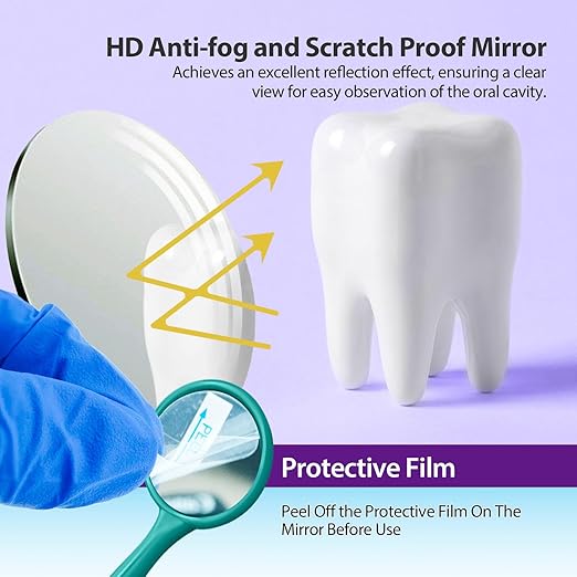 200 PCs Dental Grade Disposable Dental Mouth Mirrors by Omnia ONE | Oral Dental Mirror Plastic Dental Instrument | Anti Fog Mouth Glass Mirror for Teeth with Handles Plastic Tooth Mirror