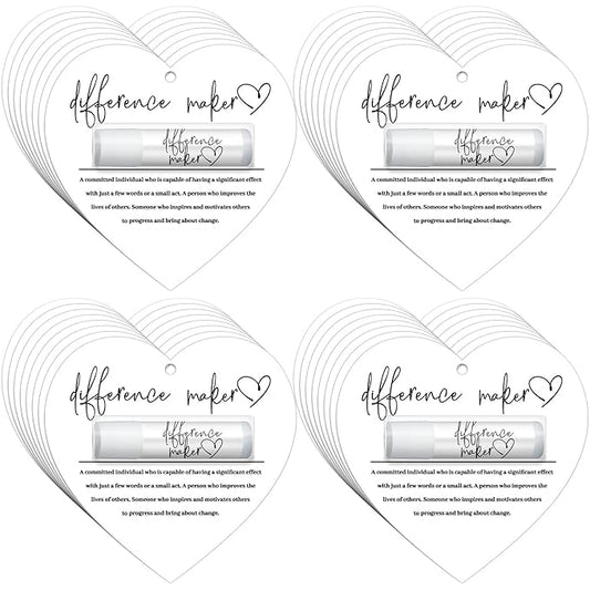 30 Pack Christmas Employee Appreciation Gift Lip Balms Bulk Staff Teacher Team Volunteer Thank You Gift Thanksgiving Christmas Appreciation Party Favor for Women Men(Heart,White)