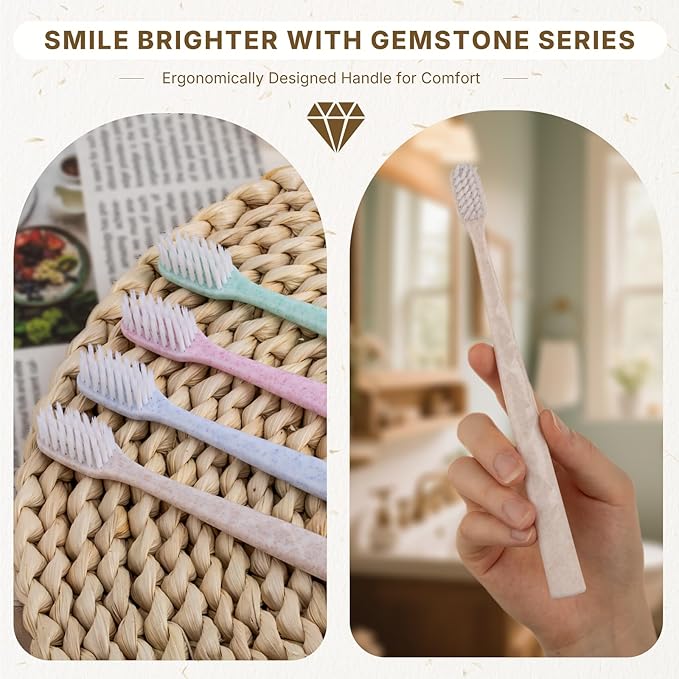 24 Pack Premium Disposable Toothbrush with Tongue Scraper – Individually Wrapped Bulk Travel Toothbrushes, Soft Bristles for Guests, Hotel, Vacation Rental, Home & On The Go,4 Colors