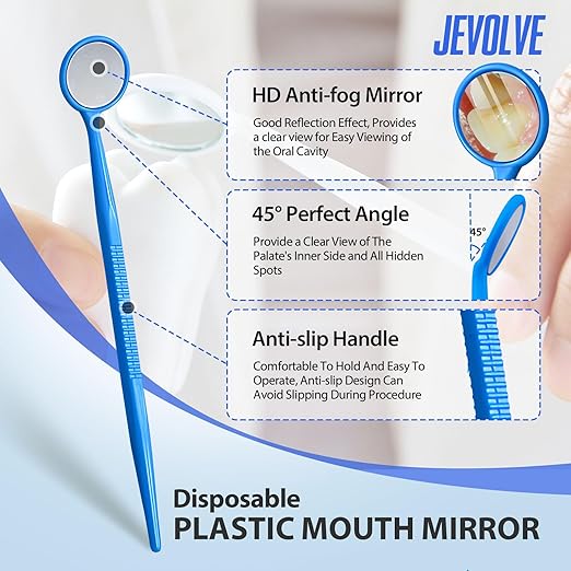 2000 PCs Dental Mouth Mirrors by JEVOLVE | Blue Oral Dental Mirror for Crafting, Jewelry Making, Painting, Model Building, and DIY Projects – Clear Reflection, Easy Handling, Multi-Purpose