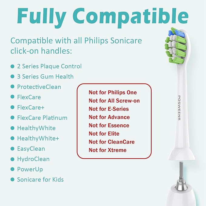 Replacement Toothbrush Heads for Philips Sonicare Replacement Heads Compatible Electric Toothbrush Heads, 10 Pack, Black