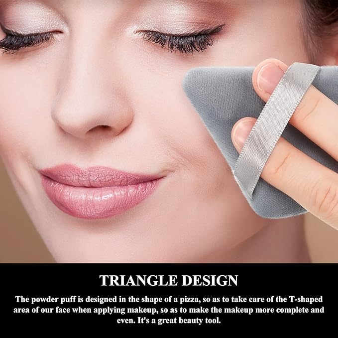 Maitys 12 Pieces Powder Puff Triangle Face Makeup Cosmetic for Loose Powder Soft Body Washable Reusable Foundation Sponge Mineral Wet Dry Makeup Tool for Women(Small,Black, Gray)